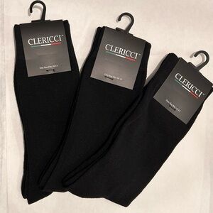 Men’s Black Dress Socks Clericci Size 10-13 NEW 3 Pairs